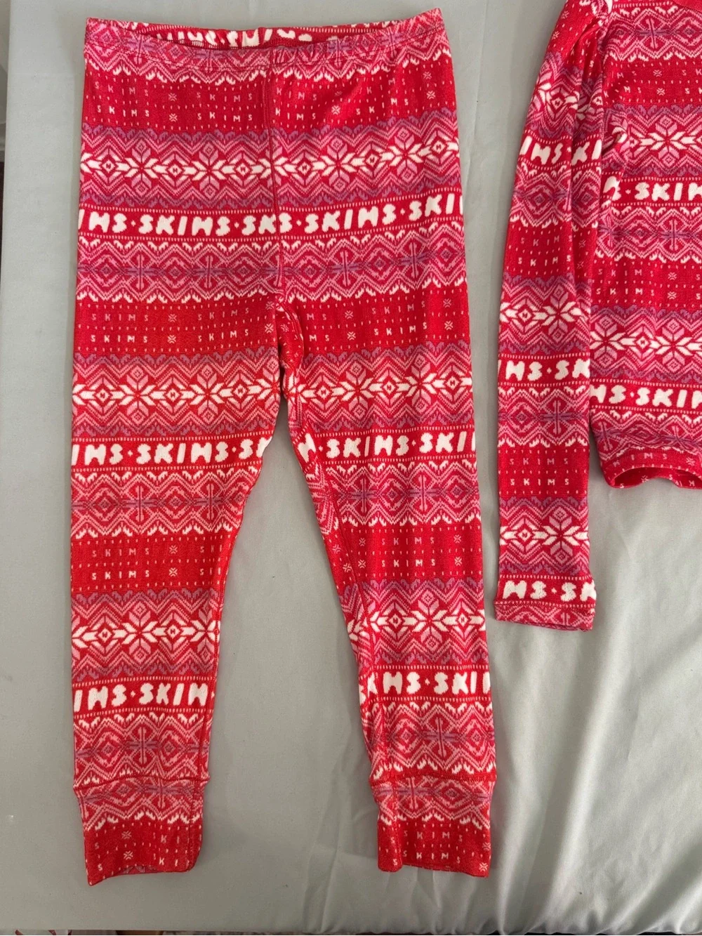 SKIMS Kids Red Fair Isle Pajama Set